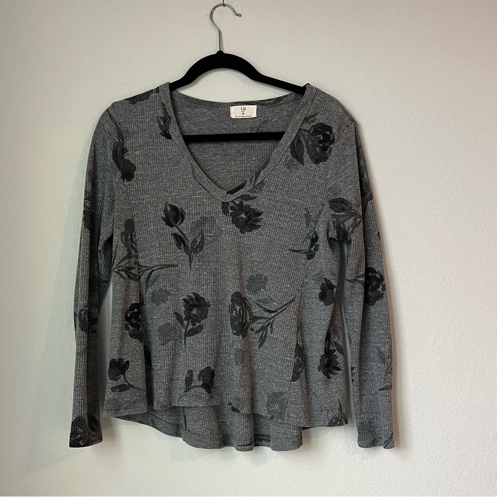 Anthropologie T. La brand - grey floral thermal size: XS P